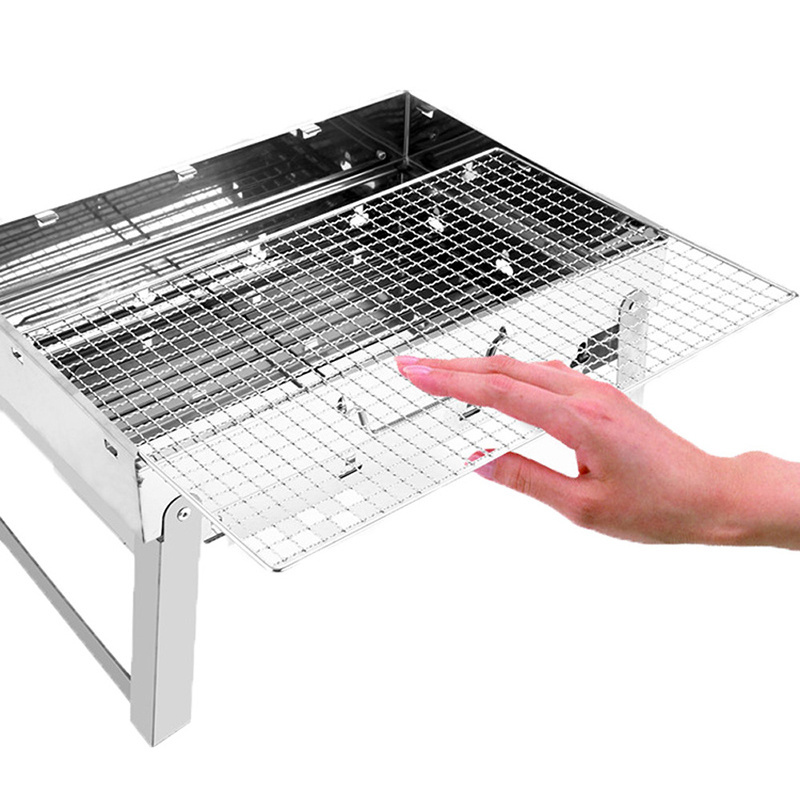 Portable Outdoor Barbecue Grill 430 Stainless Steel Folding BBQ Charcoal Grills for Camping Pinnic Kebab Barbecue Oven