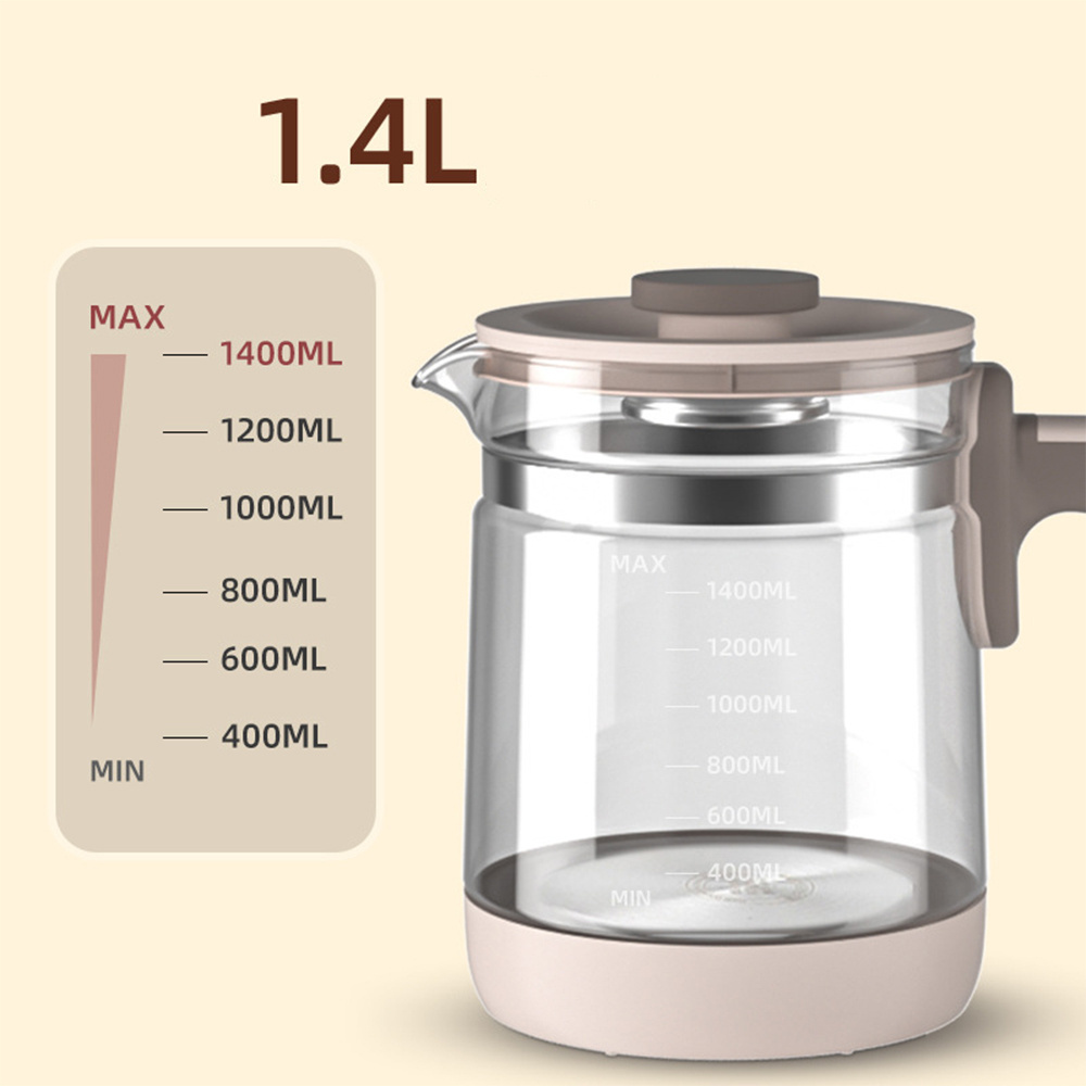 1.4L Electric Kettle 220V 800W Multi-function Glass Health Preserving Pot Flower Tea Milk Boiler Portable Home Dessert Cooker