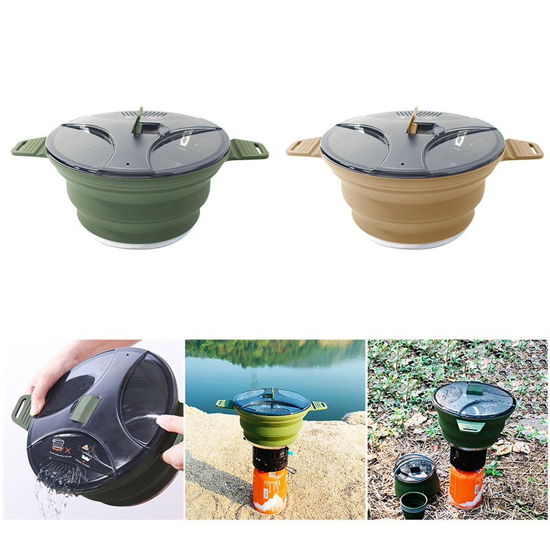 2.5L Silicone Folding Kettle Camping Teapot Portable Coffee Tea Cooking Pot Mini Boiling Water Pot for Outdoor Picnic Tableware