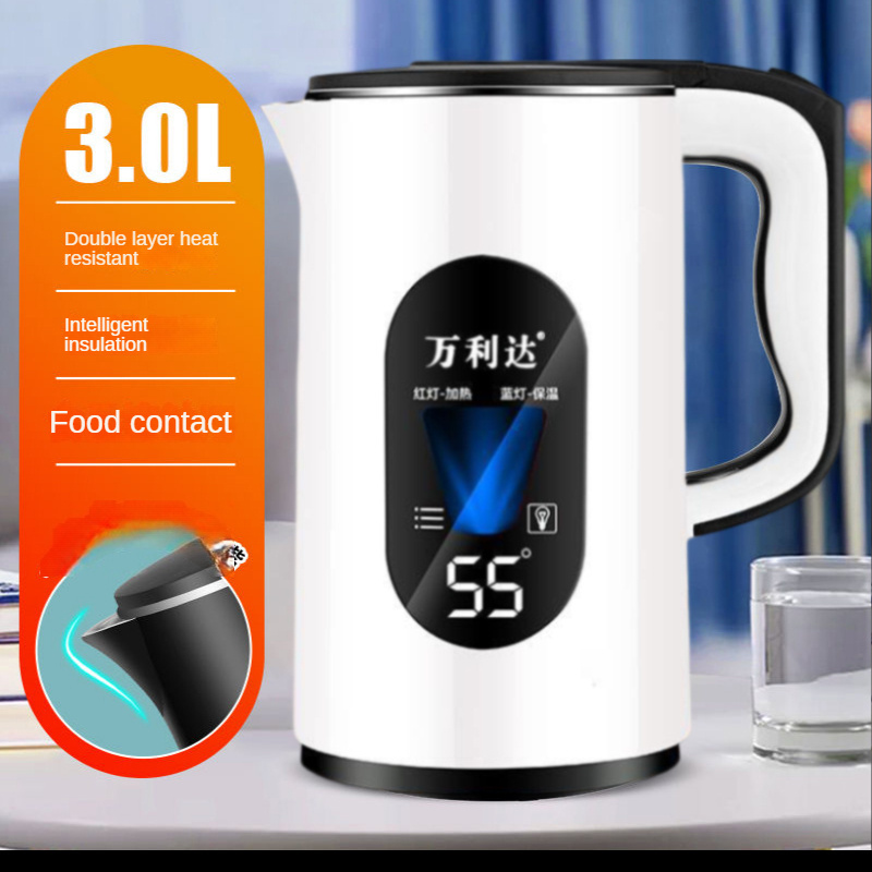 3L Constant Temperature Electric Kettle LED Display Smart Boiling Thermal Water Kettle Portable Household Electric Kettle 220V