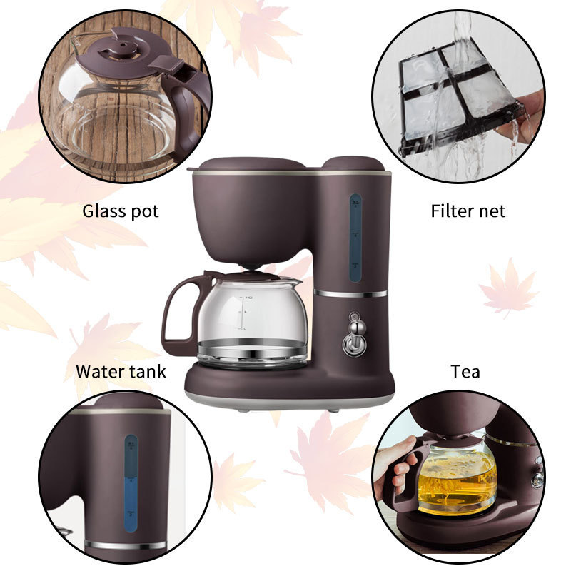 2 in1Portable Electric Drip Coffee Makers Coffee pot glass Thermos Teapot Small Home Office Automatic Coffee Machine for Tea