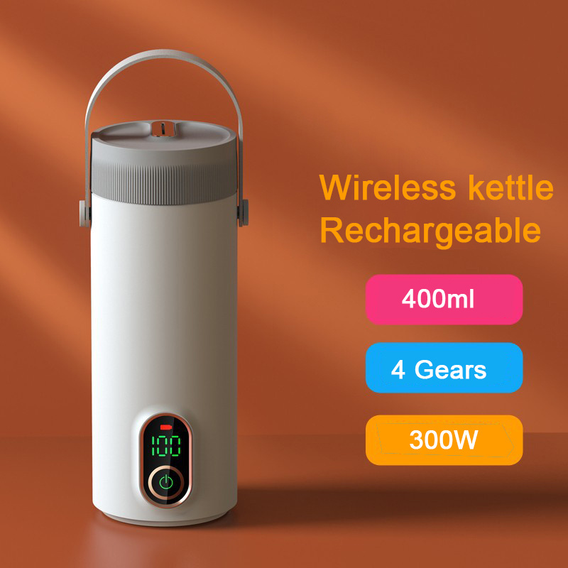 Portable Wireless Rechargeable Electric Kettle Cup For Car Insulation Camping Coffee Use Water Boiler Temperature Control