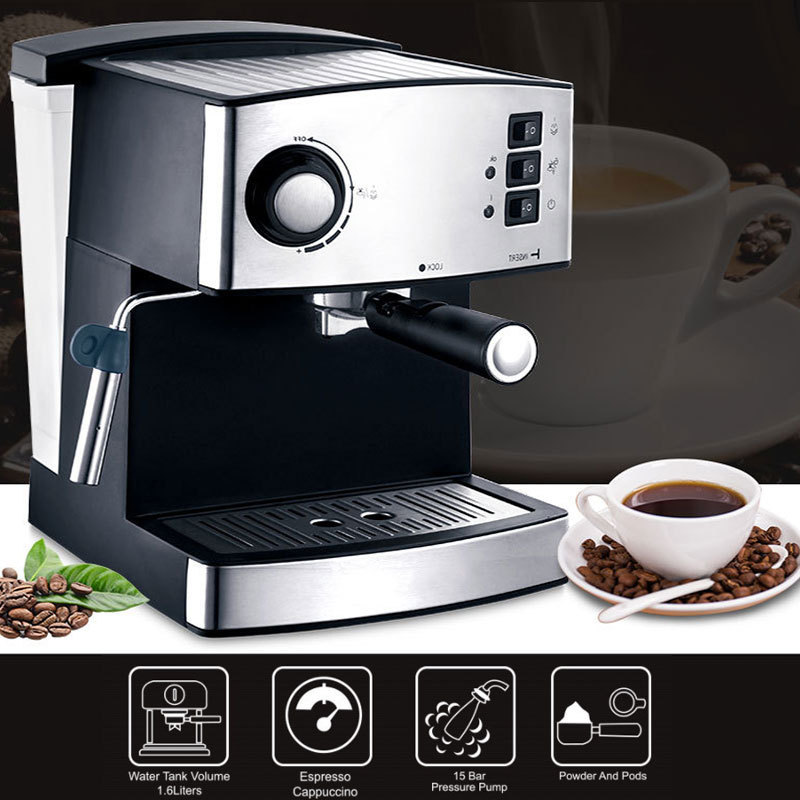 2in1 Coffee Maker Milk Froth Makers 15Bar 220V 3Switch Automatic Small Home Commercial Keep Warm Steam Coffee Machine