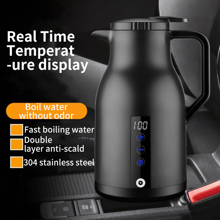 New digital display car electric kettle car 12v24v large truck boiling kettle large capacity insulation 1000ML