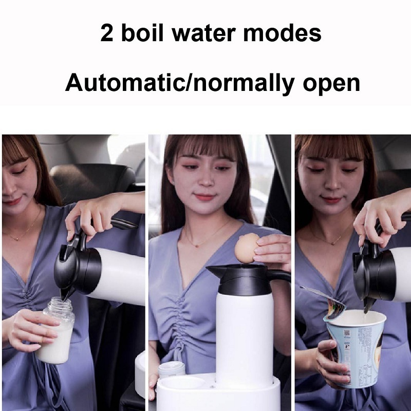 12V 24V Intelligent Electric Kettle Electric Cup 2 Modes Heat 304 Stainless Steel Portable Truck Car Universal Car Kettle