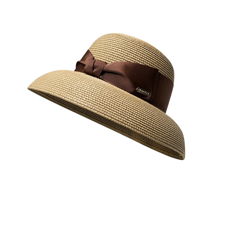 French Hepburn Style Beach Sunscreen Sun Hats For Women Summer UV Protection Travel Luxury Wide Brim Straw Hat With Bow Ribbon