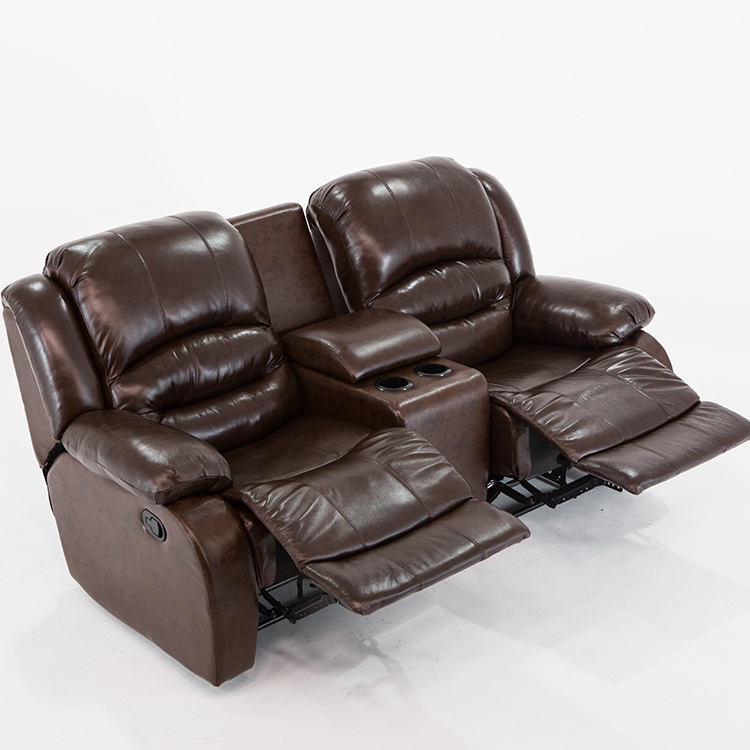 Double Reclining Living Room Leather Full Grain Electric Sectional Set Kd Nitaly 2 Seater Couple Recliner Sofa Cinema Furniture