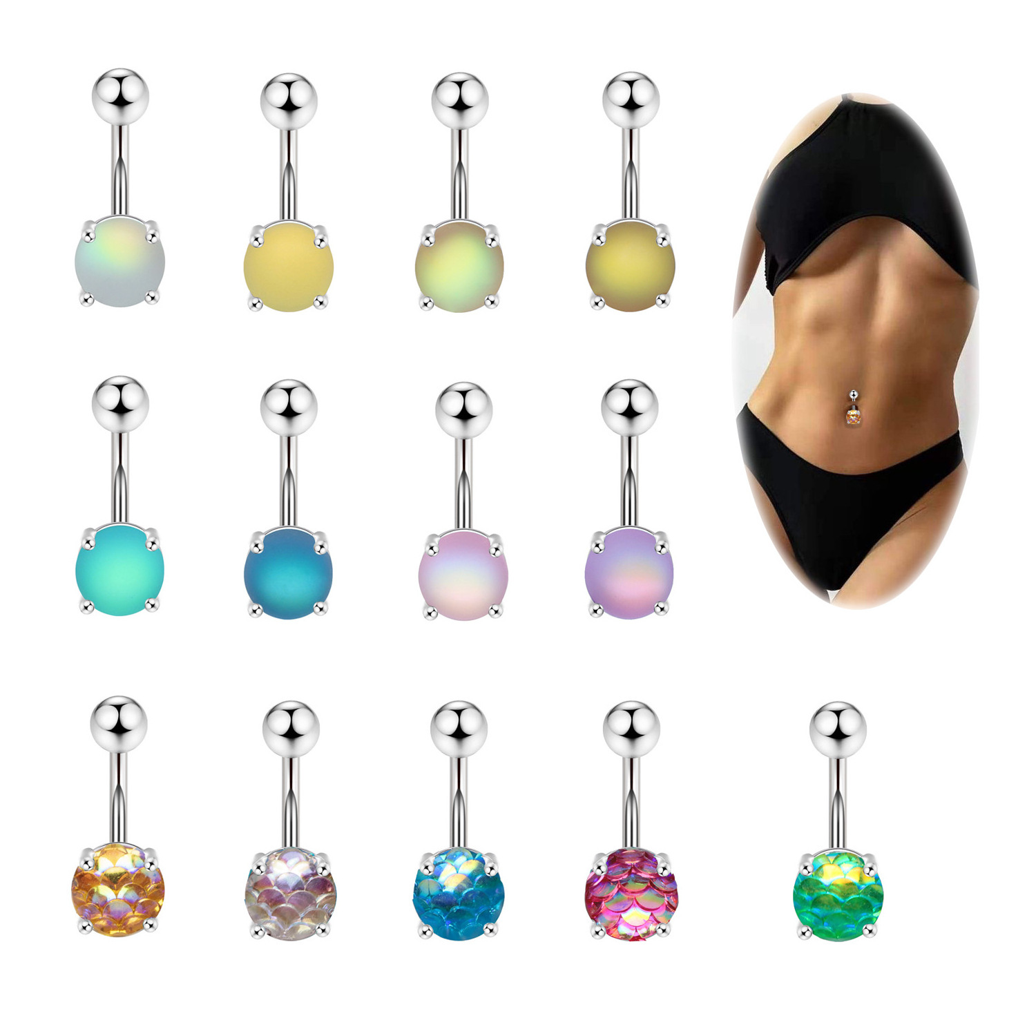 Wholesale Fashion Belly Rings Stainless Steel Navel Ring Belly Button Ring Piercing Jewelry