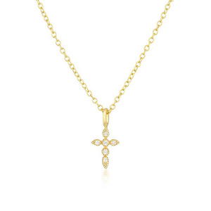 Bespoke Personalized 925 Silver Women Cubic Zirconia Icy Cross Pendant Necklace Minimalist Jewelry