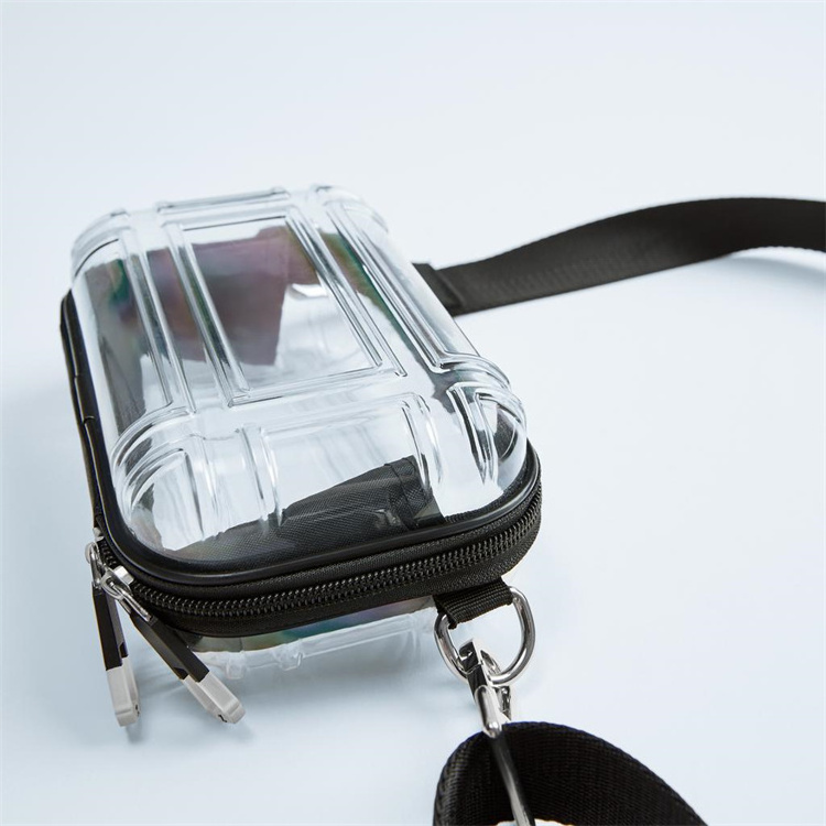 2023 Pc Transparent Crossbody Bag Mini Suitcase Shape Cosmetic Makeup Bag Clear Makeup Bag