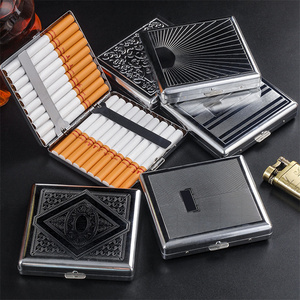 Men's Luxury Creative Silver Metal Cigarette Case Boxes Holder Case For 20 pcs Cigarette Package