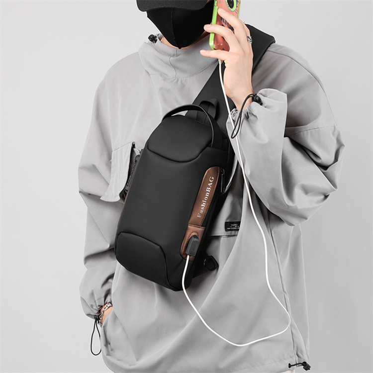 Fashion Chest Bag Men Usb Charging Anti-Thief Combination Lock Business Chest Bag Single Shoulder Crossbody Bag