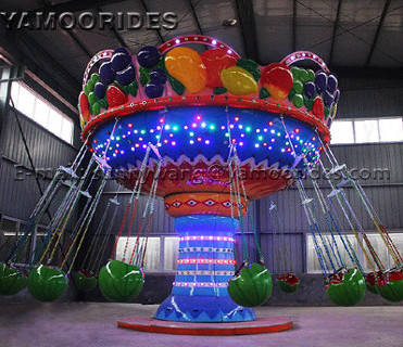 Mobile amusement park rides flying chairs with trailer