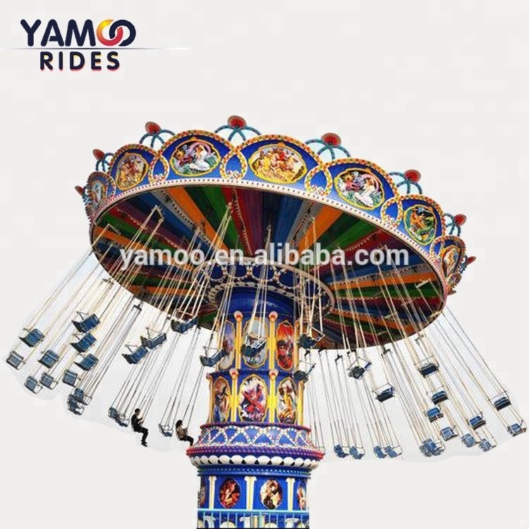 Mobile amusement park rides flying chairs with trailer