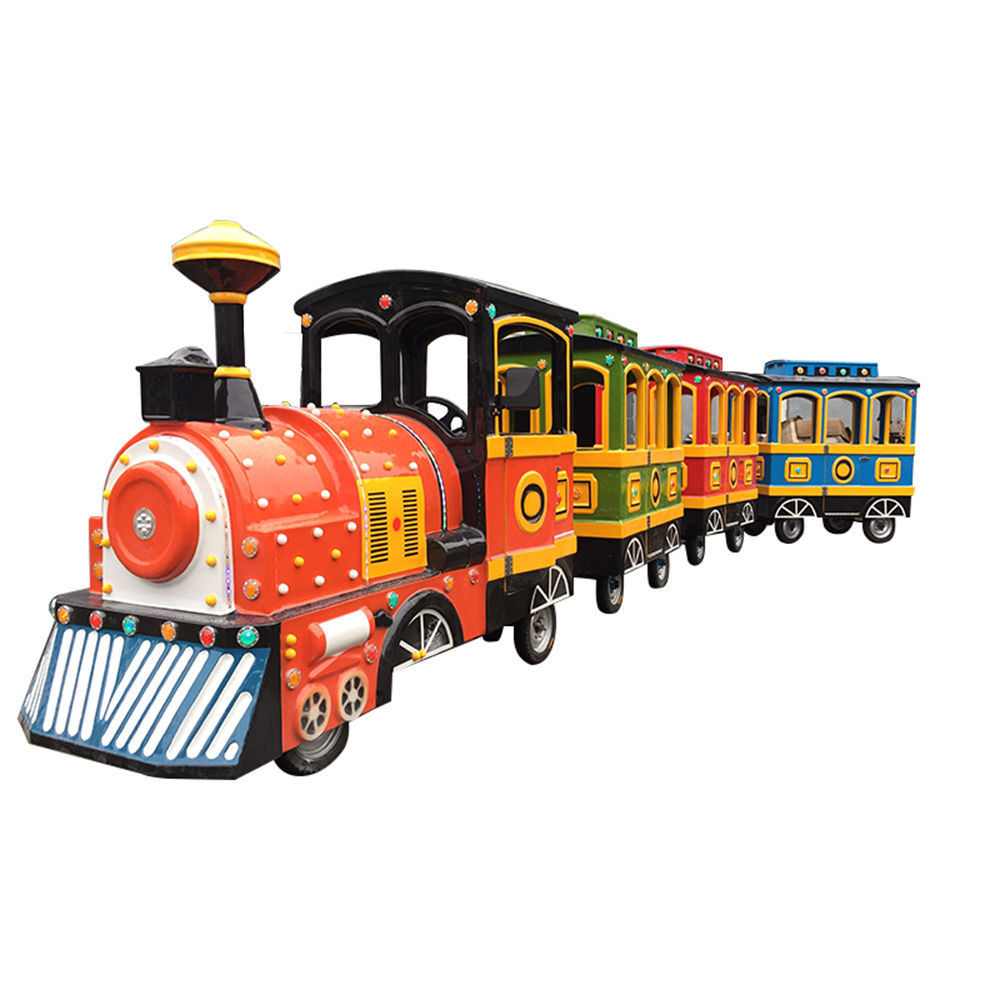 Amusement park games trackless little train electric fiberglass trackless train