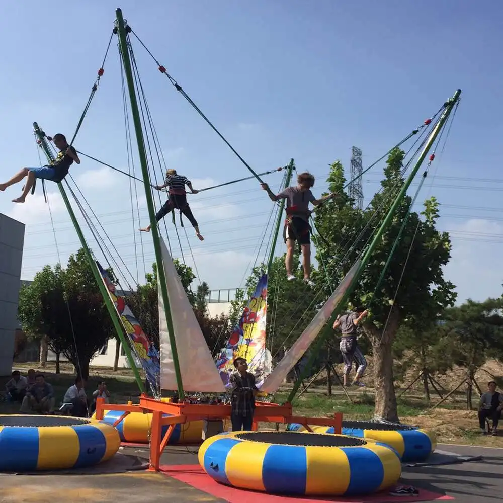 Outdoor bungee jumping trampoline single bungee trampoline for sale