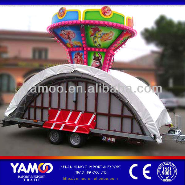 Mobile amusement park rides flying chairs with trailer