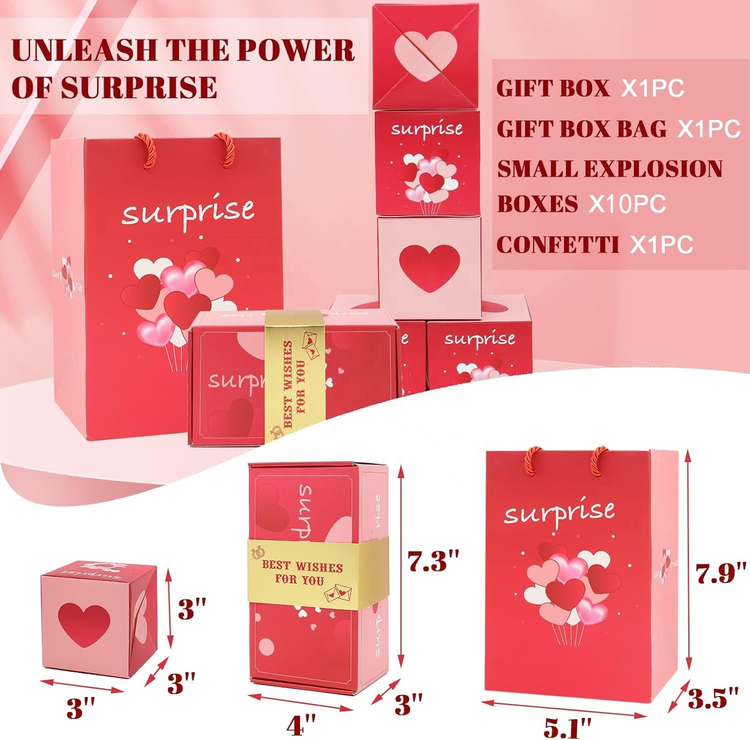 2023 Hot selling Gift Surprise Box Explosion with Confetti Creative Birthday Boxes Valentine's Day Gift Paper Box for Christmas