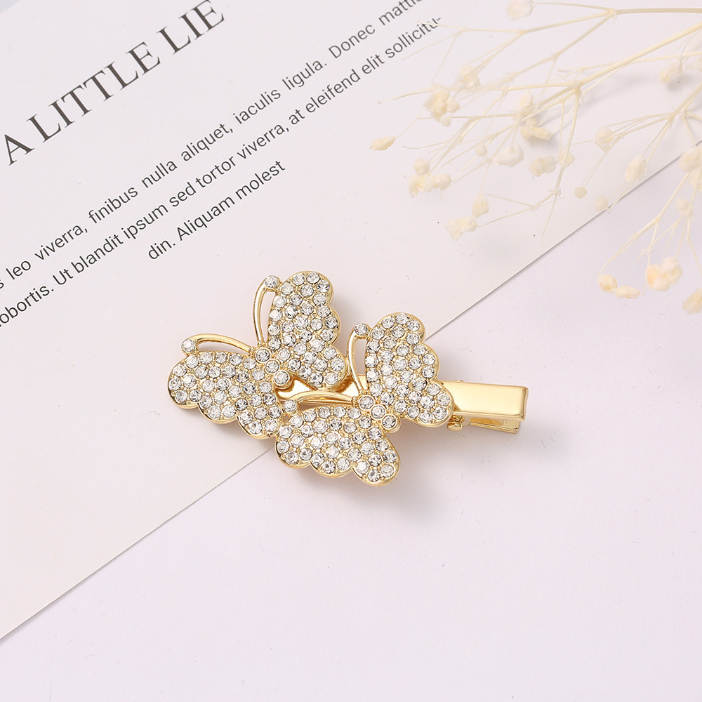 Wholesale Fashion Rhinestone Hair Clips Sweet Butterfly Alligator Hair Clip for Girls