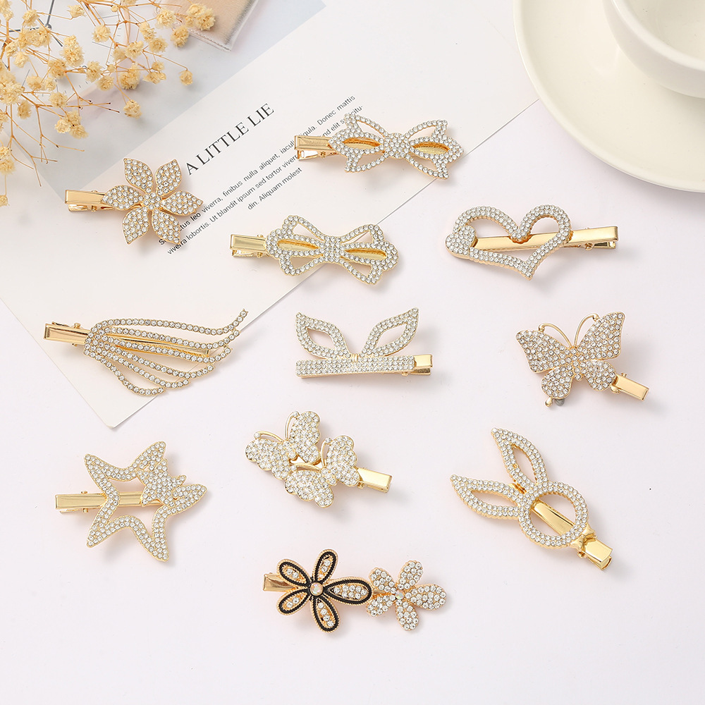 Wholesale Fashion Rhinestone Hair Clips Sweet Butterfly Alligator Hair Clip for Girls