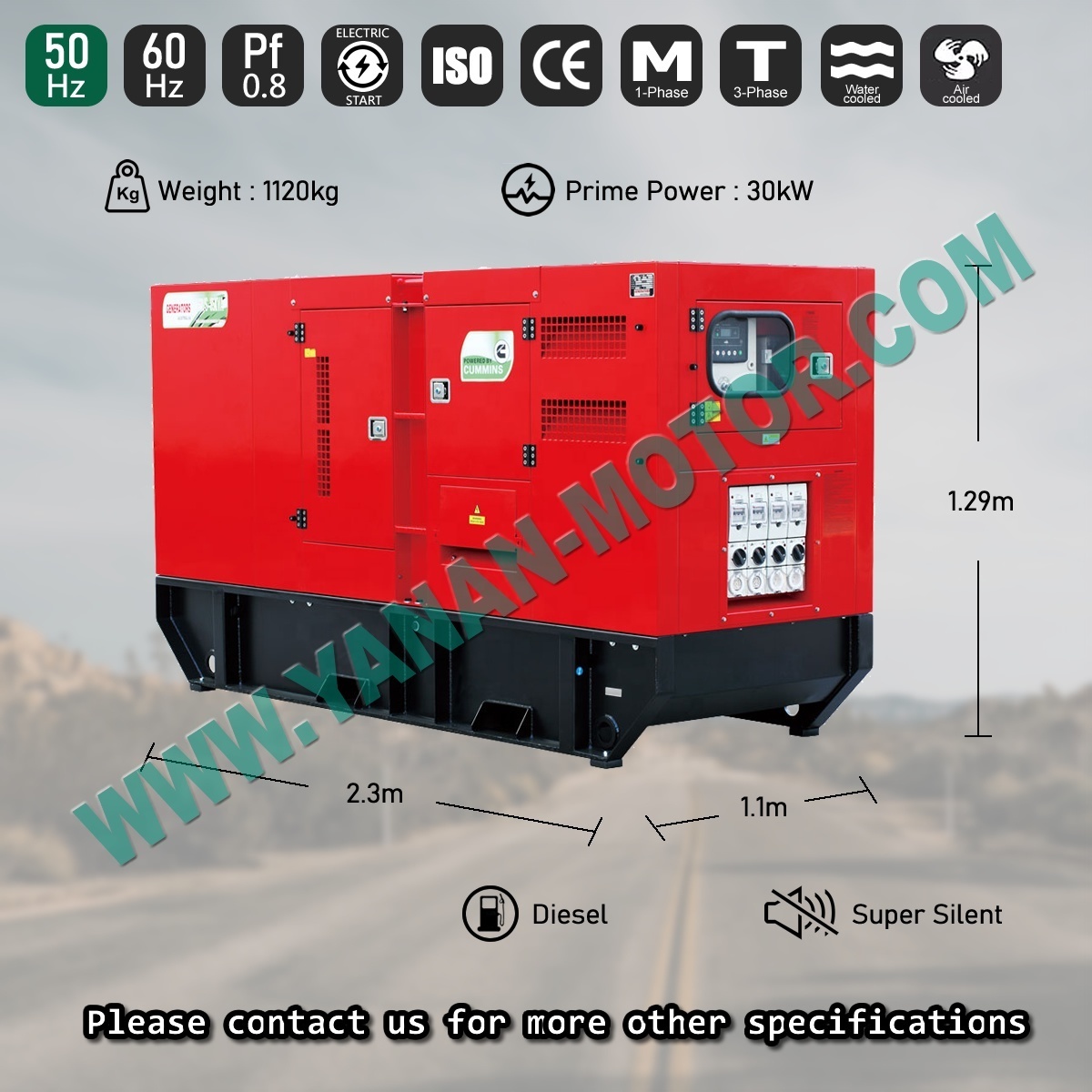 Red Power Diesel Generator Price 20kva 30kw Cummins Silent Three Phase Energy Generator Set 10kw