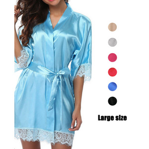 Manufacturer Silk Kimono Robe Women Sleepwear Short Bridesmaid Bath Robes Wedding Party Nightdress Sleepwear Adult Stain Robes