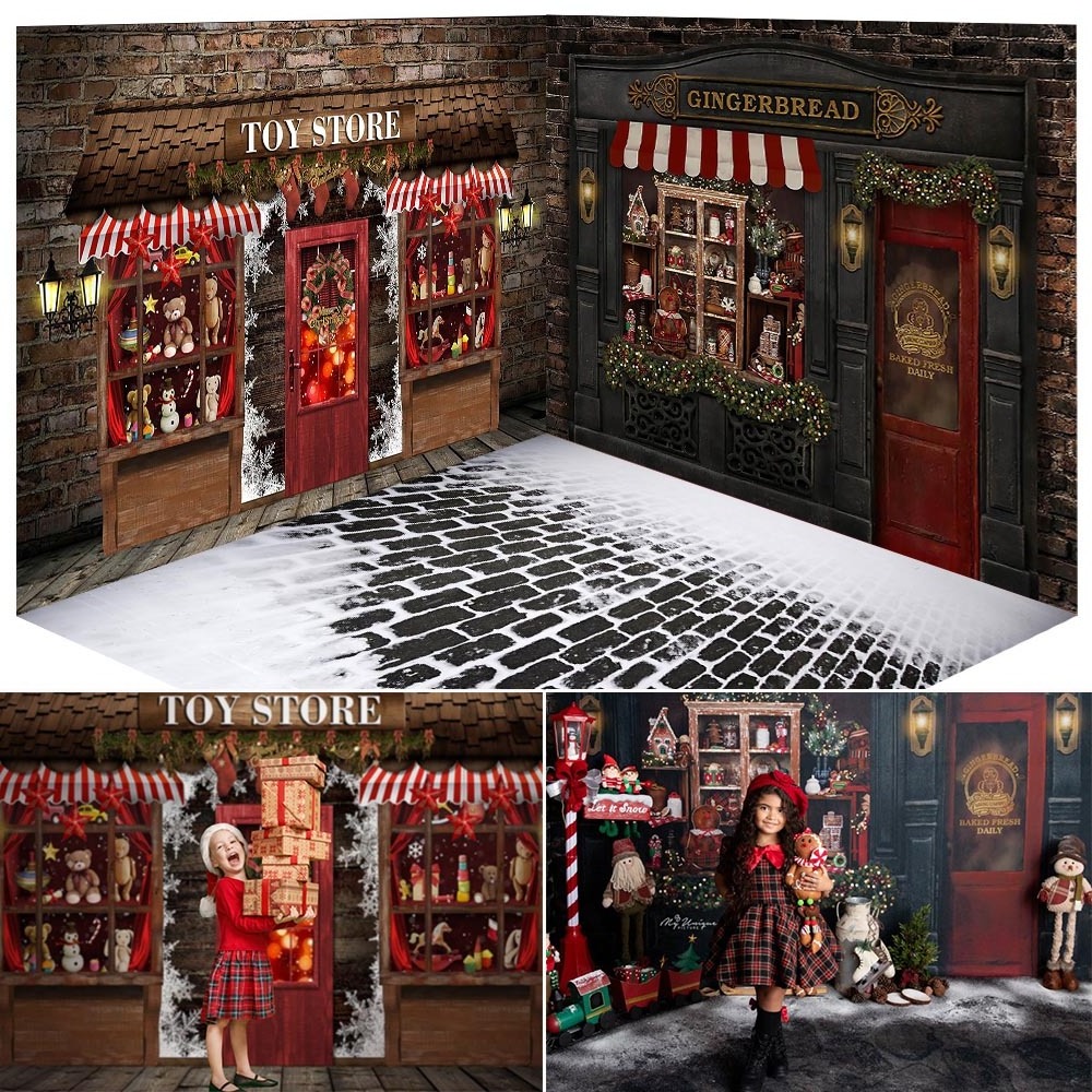 Christmas Photography Backdrop Windows Fireplace Photocall Winter Snow Portrait Background Photo Studio Christmas Tree Gifts Toy