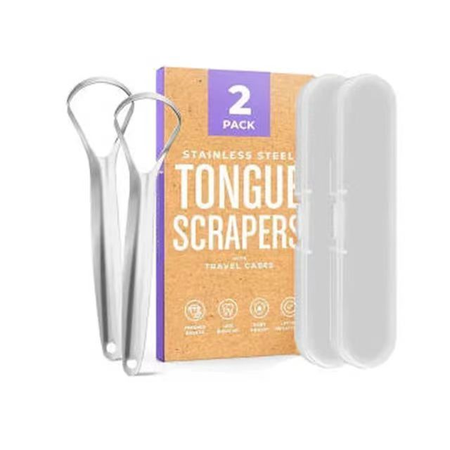 Wholesale Customize Stainless Steel Tongue Scraper 2 Pack With Travel Case