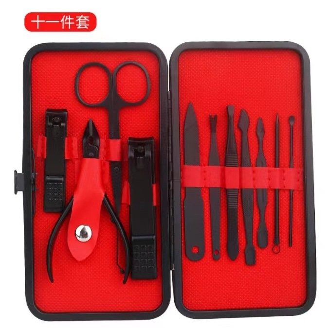 Professional Black Nail Clipper Set 18-1 Manicure Set Stainless Steel for Salon