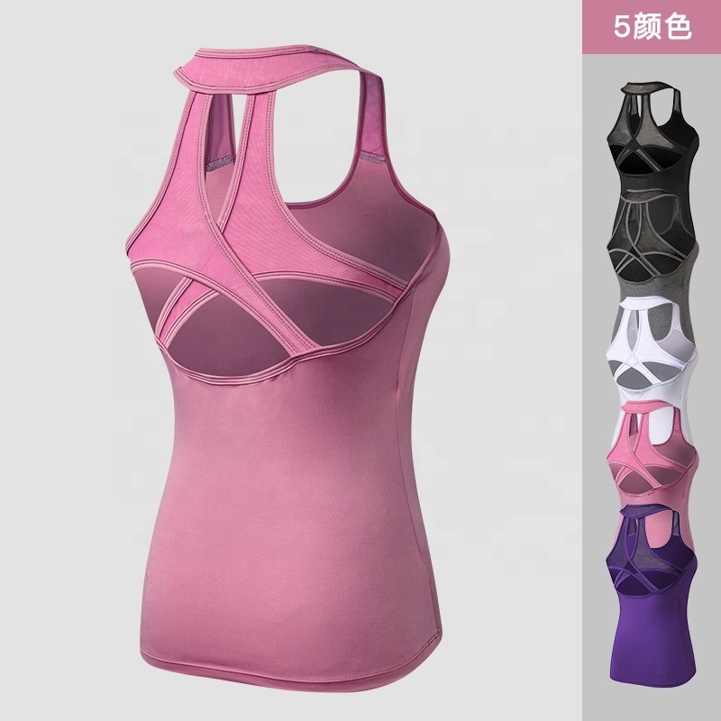 Wholesale High Quality Gym Yoga Vest Women Running Fitness Clothes Sports Top Ladies Mesh Tank Tops