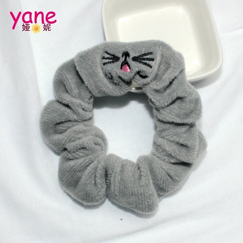 Customize cute animal hair scrunchies design Embroidered hair scrunchies for girl