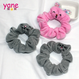 Customize cute animal hair scrunchies design Embroidered hair scrunchies for girl