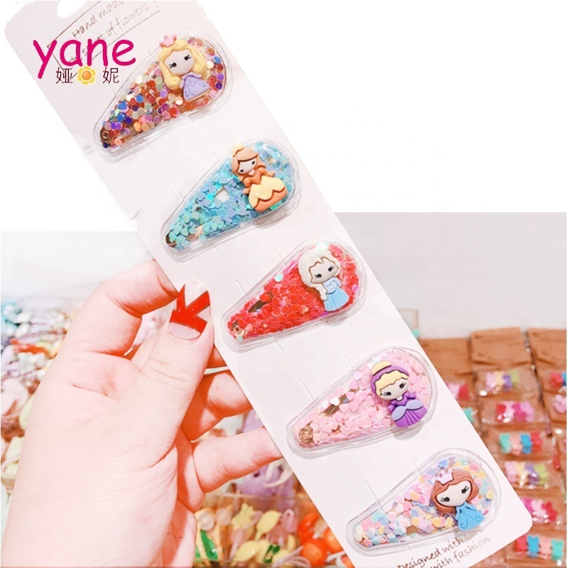 Baby girls princess PVC quicksand hair clips, transparent bobby pin