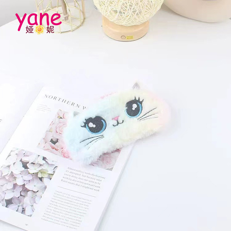 cute warm style cat shaped tie dye eyes sleeping mask for girls