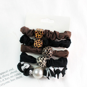 Fashion Design  Fabric Spliced Hair Accessories Leopard Animal Print Lady Scrunchies