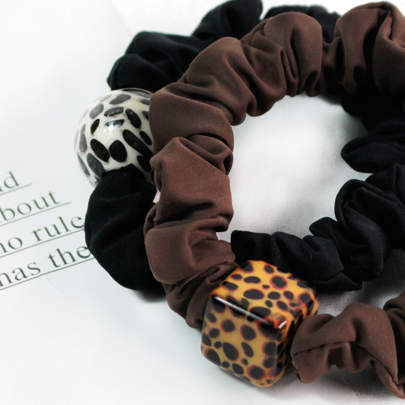 Fashion Design  Fabric Spliced Hair Accessories Leopard Animal Print Lady Scrunchies