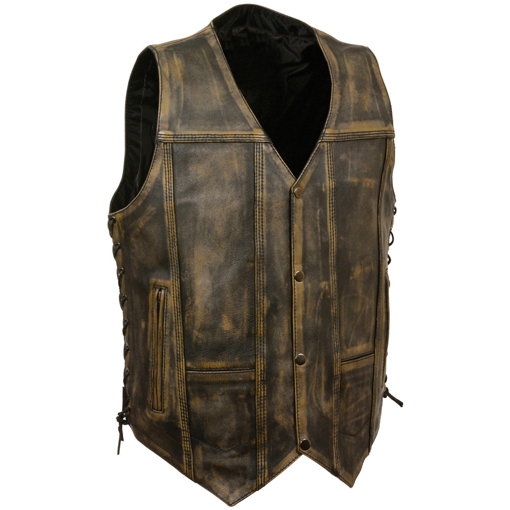 Fashion Wear 2023 High Quality Leather Vests Breathable Customized Good Quality Top Design Leather Vest