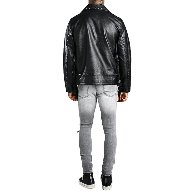 Men Clothing Top Design Casual Wears Leather Jackets Custom With Studded Fringe Details Stylish Biker Jackets For Men