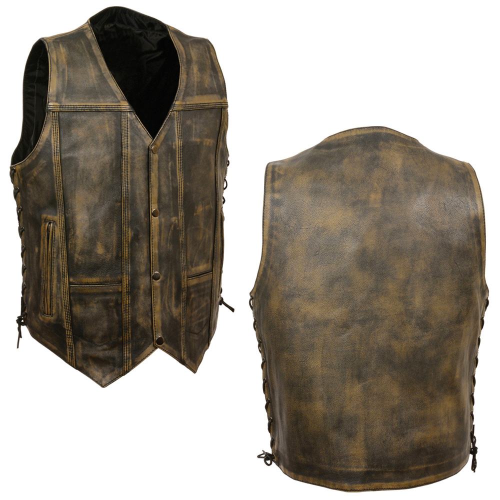 Fashion Wear 2023 High Quality Leather Vests Breathable Customized Good Quality Top Design Leather Vest