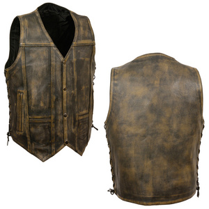 Fashion Wear 2023 High Quality Leather Vests Breathable Customized Good Quality Top Design Leather Vest