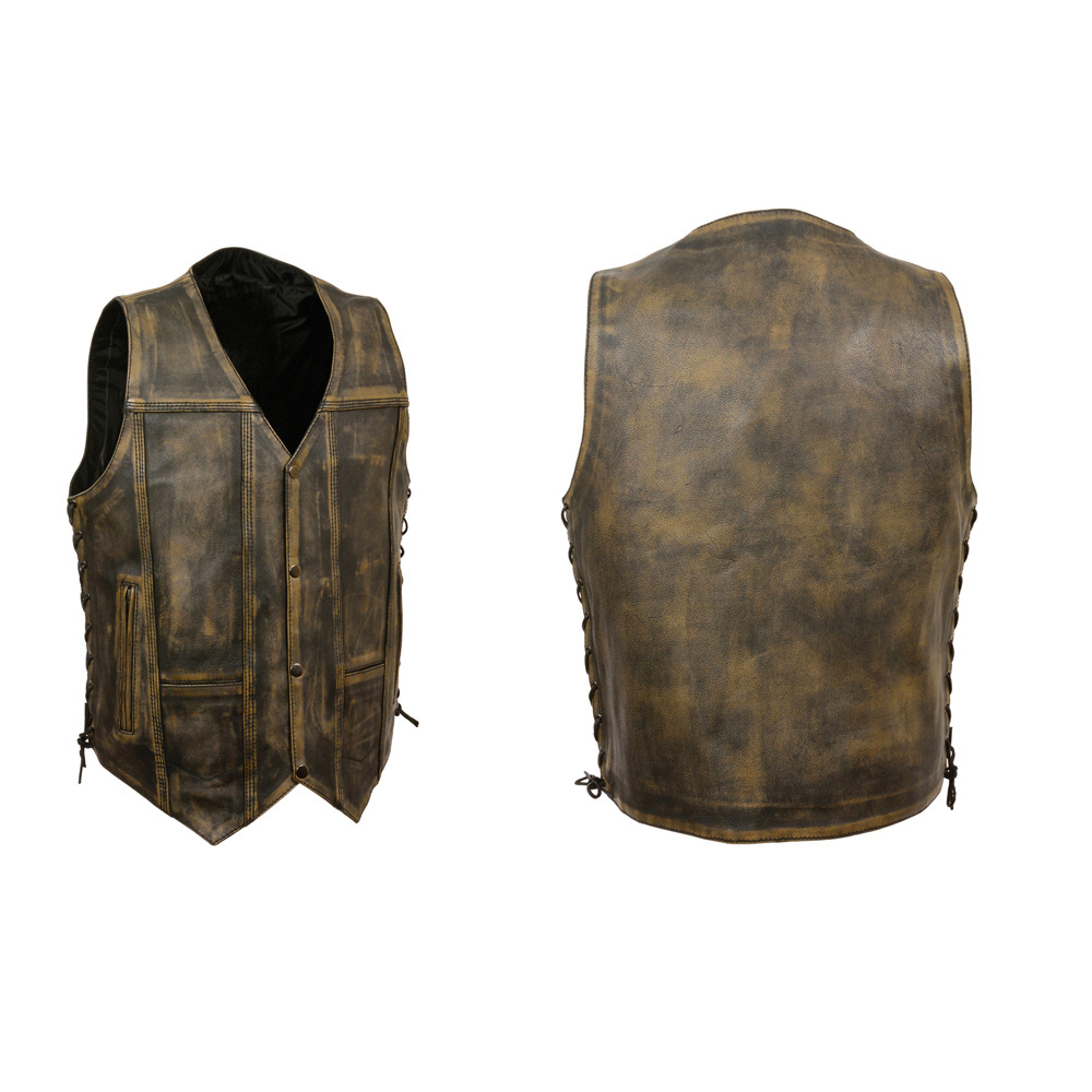 Fashion Wear 2023 High Quality Leather Vests Breathable Customized Good Quality Top Design Leather Vest