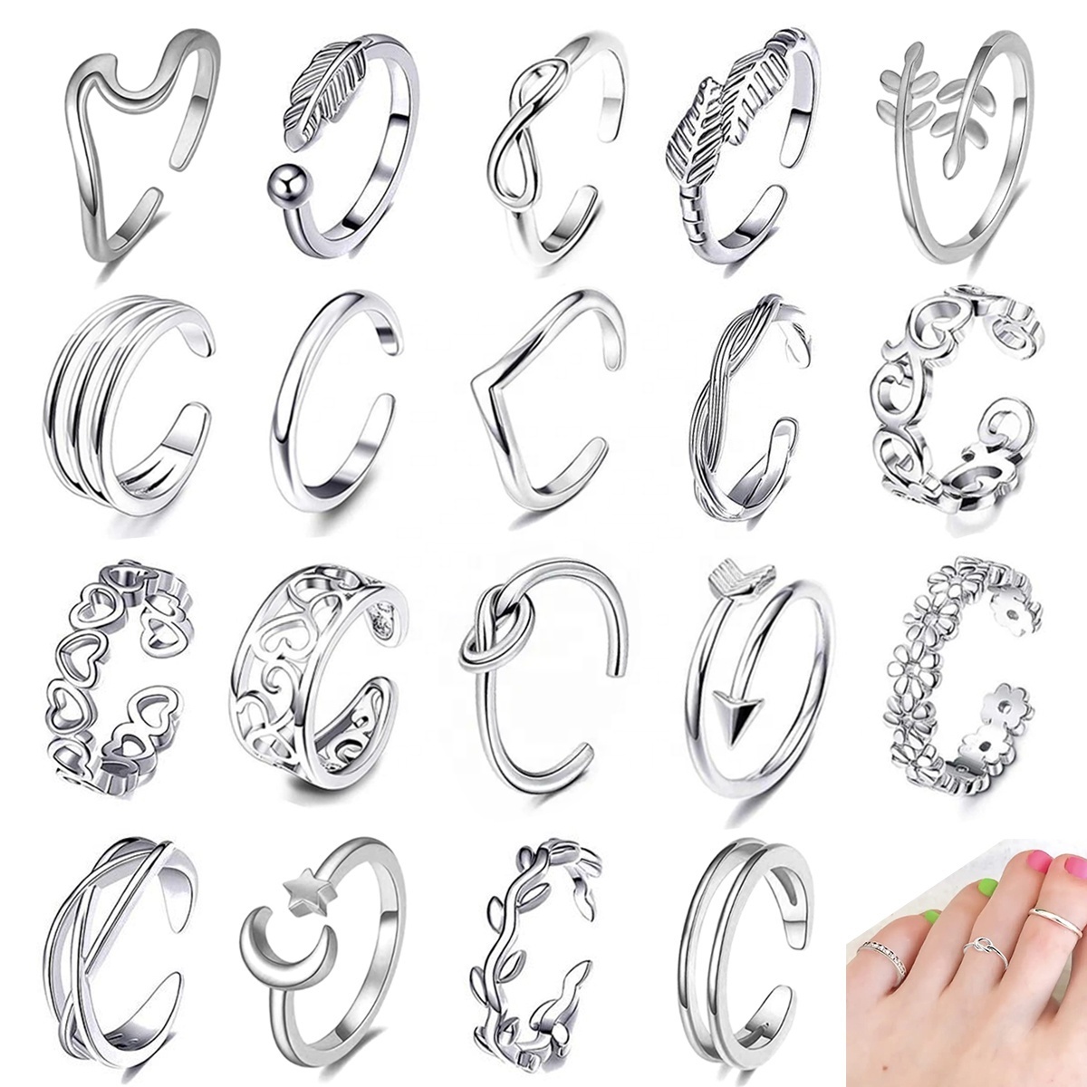 Wholesale Fitted Stainless Steel Silver Gold Fine Fashion Jewelry Toe Rings Waterproof For Women Feet Piercing Jewelry