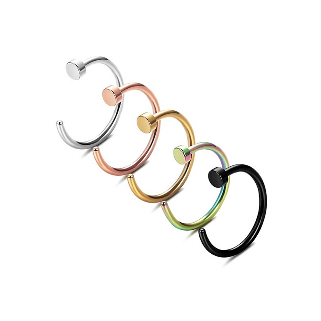 Hiphop/RockImplant Grade Open Stainless Steel C D Shape  G rings Nose Piercing Jewelry Nose Ring for women