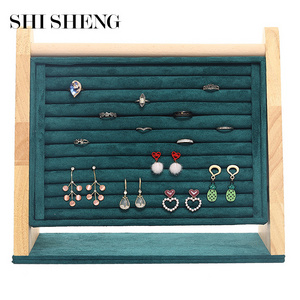 SHI SHENG Wooden Ring Jewelry Display Stand Holder Rack Hanger for Earrings Bangle Necklace Stand Storage Jewelry Organizer