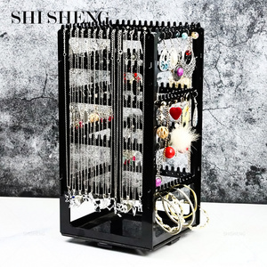 SHI SHENG Hot Sale Clear 360 Rotating Earring Holder Stand Display 5 Tiers Acrylic Earring Holder