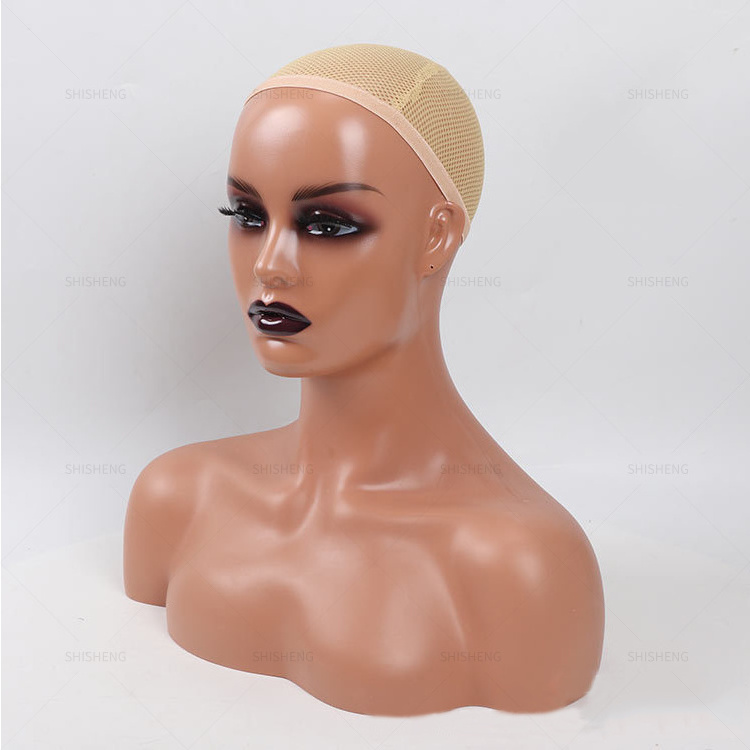 SHI SHENG Realistic Female Mannequin Head With Shoulder for Wigs Beauty Accessories Display Model Wig Heads