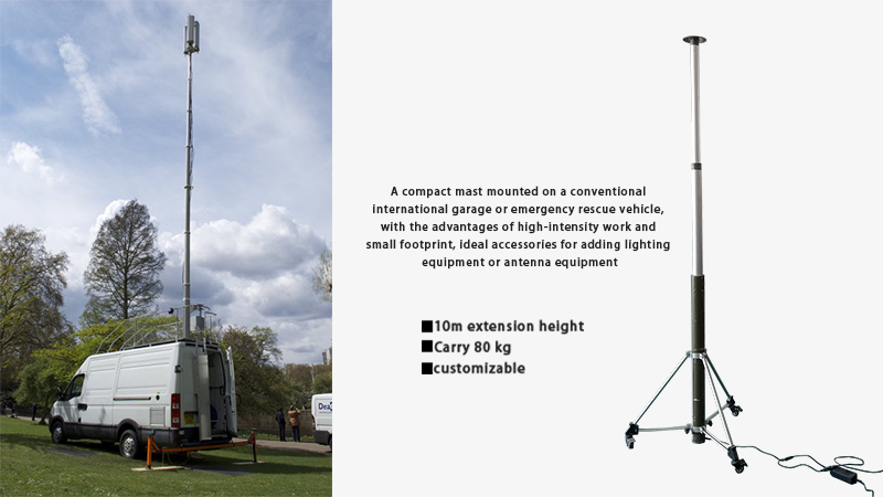 22m Manual Winch up Aluminium Magnesium Alloy Telescopic Mast for Mobile CCTV Security Camera Tower