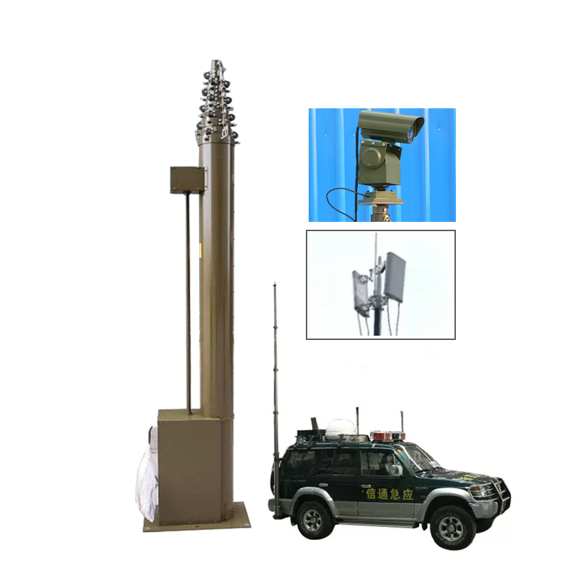 Vehicle Mounted Hand Winch Mast Cctv Camera Pole Mechanical Motor Telescopic Antenna Camera Mast