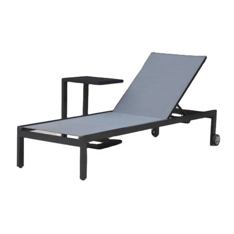 Mesh sling Aluminum Beach deck chair garden Sunbed Chaise Lounge swimming Pool Outdoor Sun Lounger with wheels