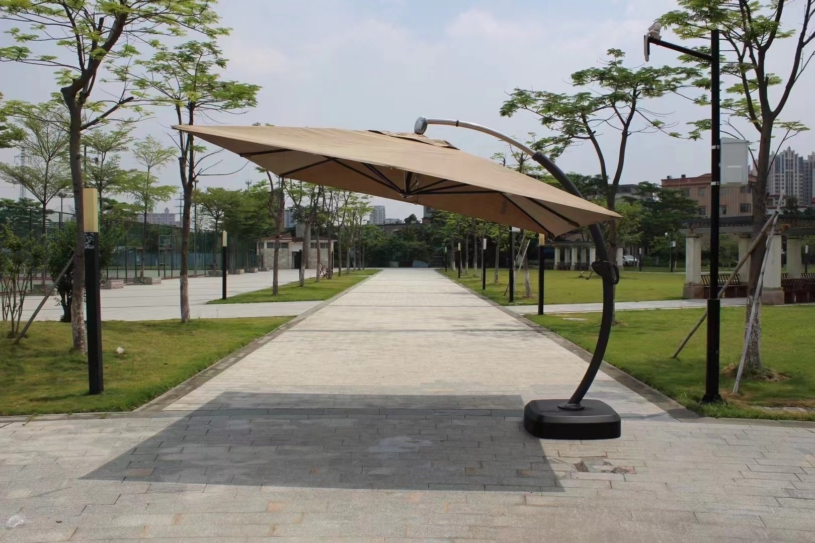 High end aluminum outdoor umbrella with wheels beach pool furniture patio garden furniture